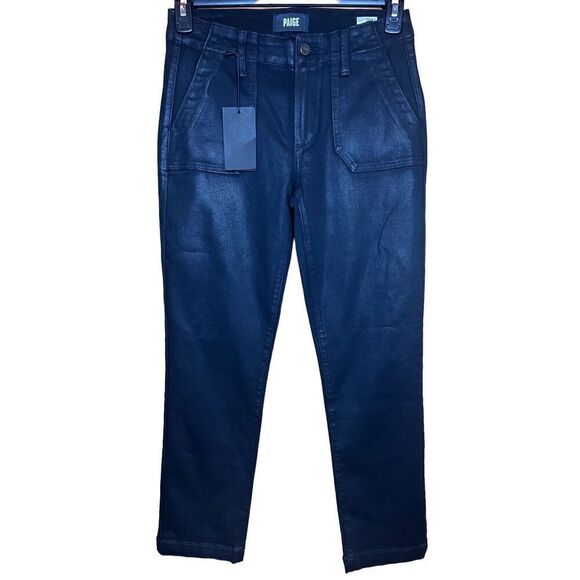 Paige Mayslie Straight Ankle in Black Fog Luxe Coating NWOT Size 32 - Picture 5 of 11